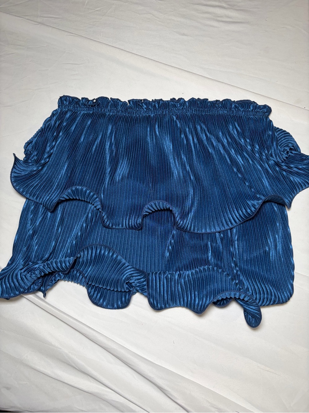 SHEIN Blue Strapless Ruffle Top Women’s Top